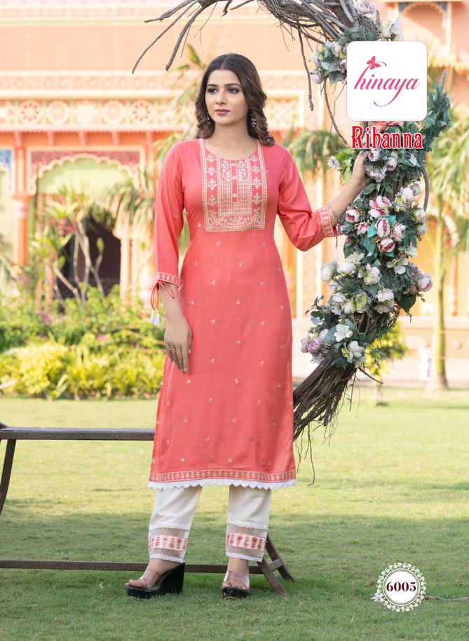 Hinaya Rihanna Fancy Ethnic Wear Wholesale Designer Kurti With Bottom Catalog